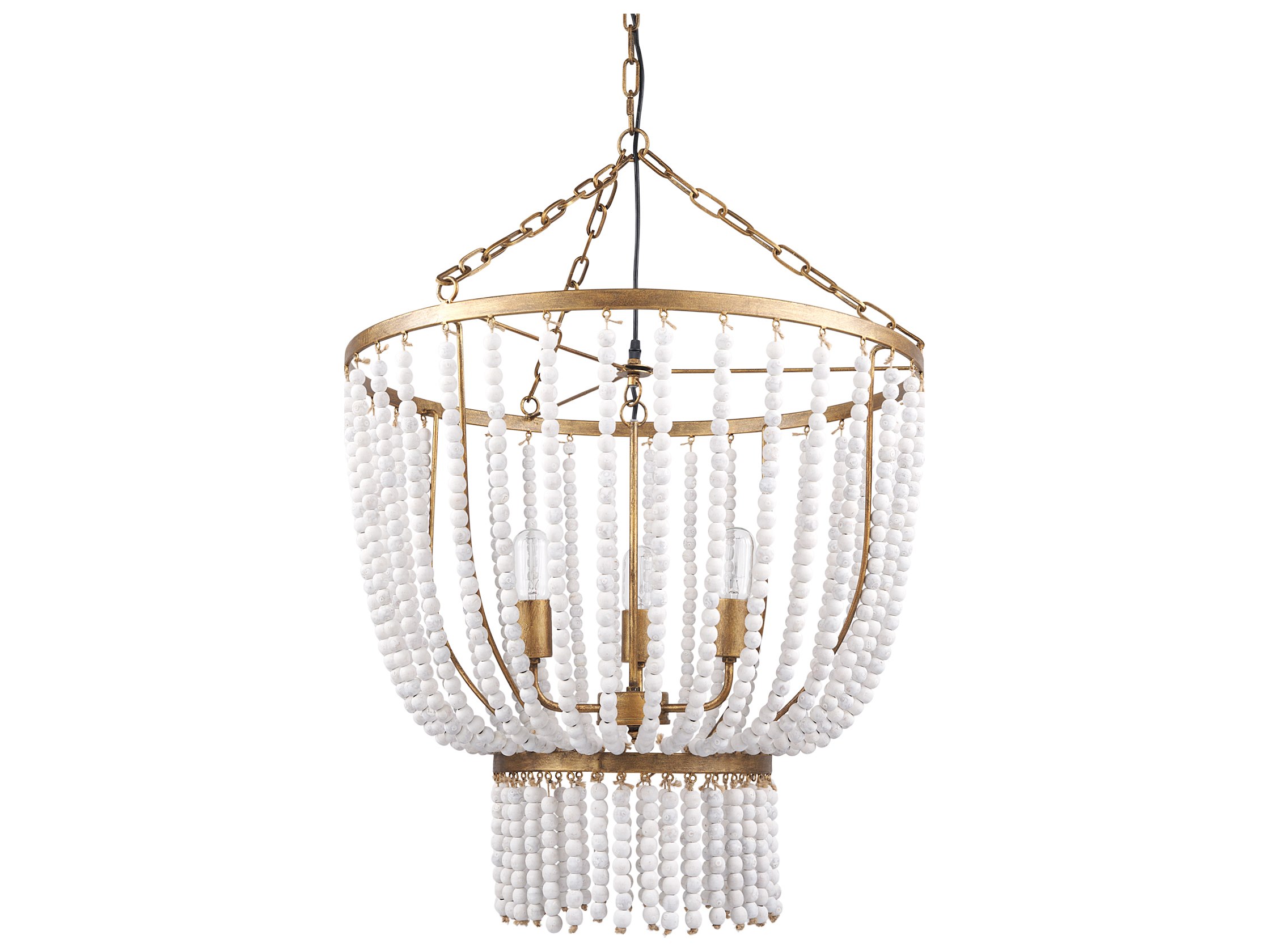 Rhone Gold Metal and Wood Beaded Chandelier