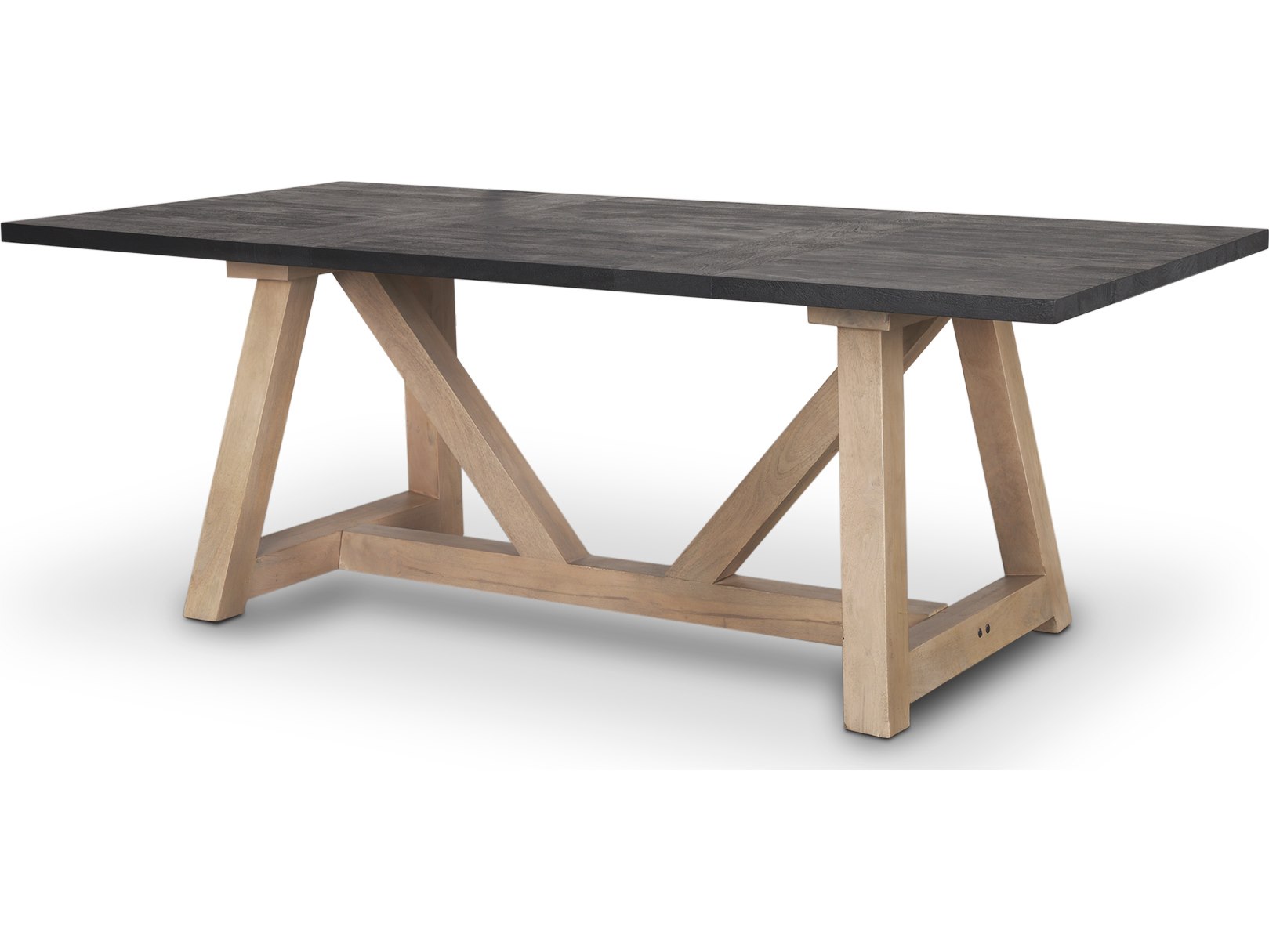 Mercana Rialto Rectangular Two-Tone Black and Brown Solid Wood Dining Table
