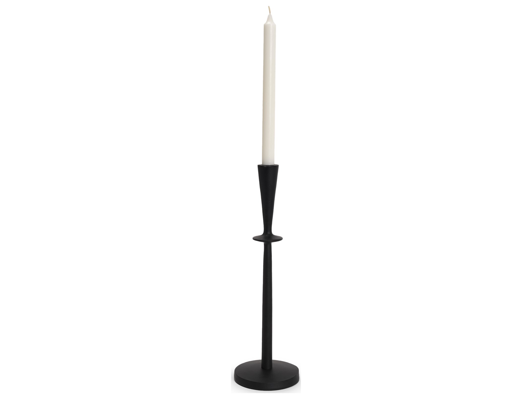 Qwin Matte Black Cast Aluminum Tall Candle Holder