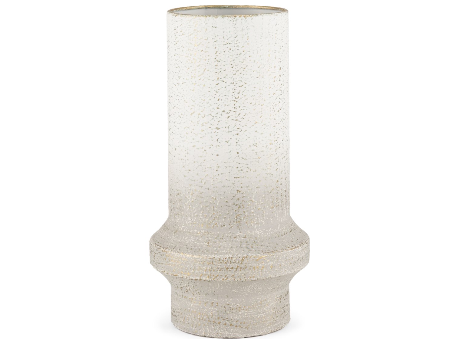 Tovah Small Textured White w/ Gold Metal Vase