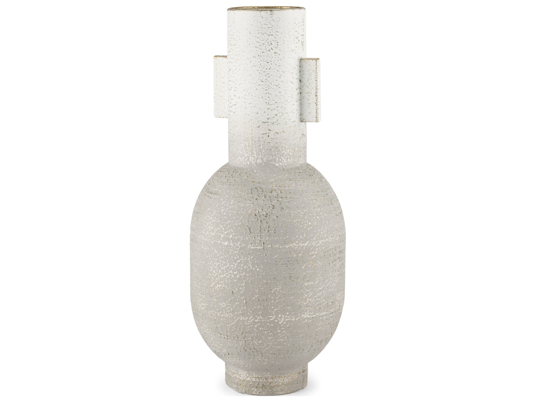 Torres Tall Textured Off White w/ Gold Metal Vase