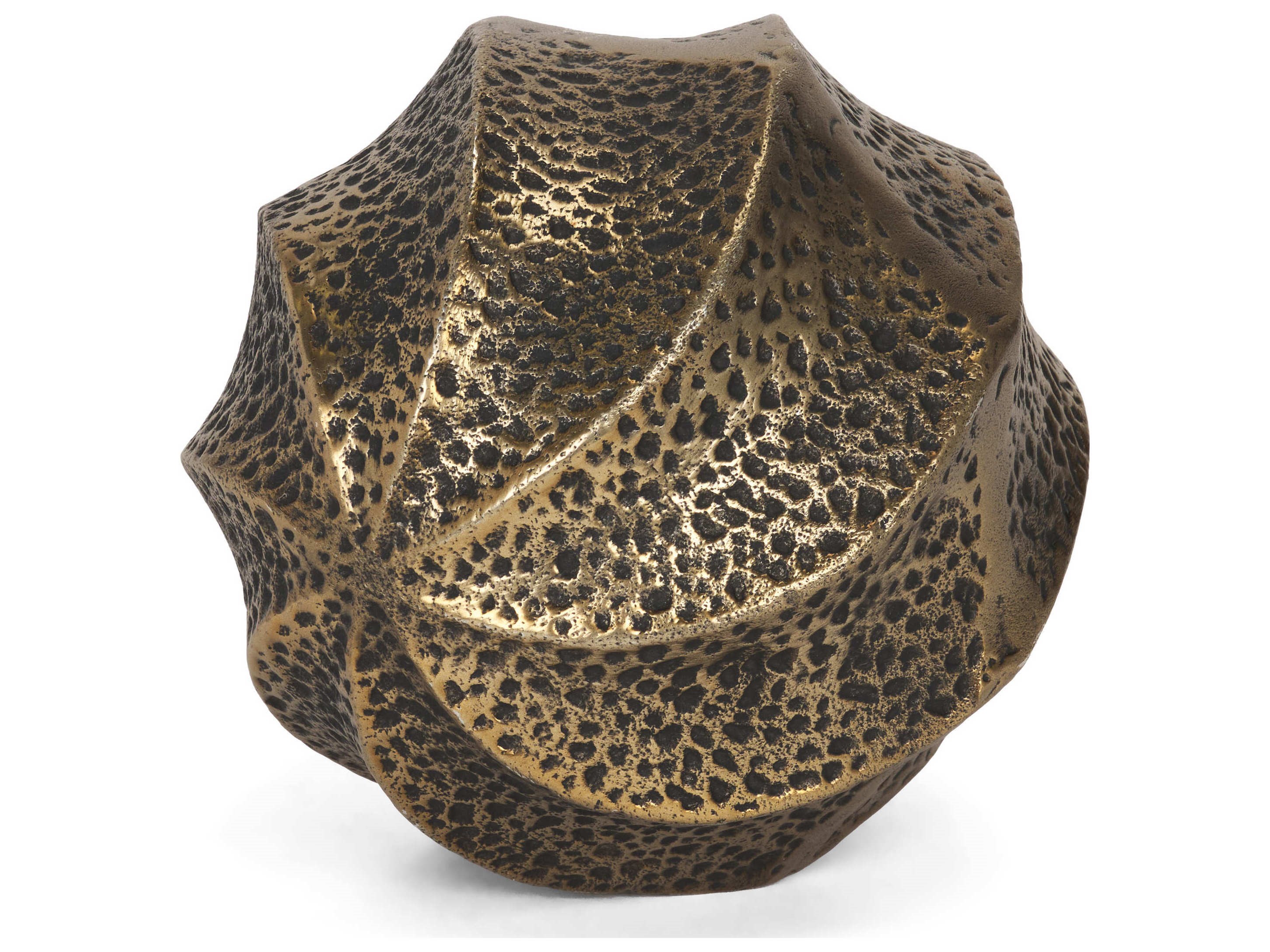 Imani Large Sculptural Textured Antiqued Gold Metal Decorative Orb Object