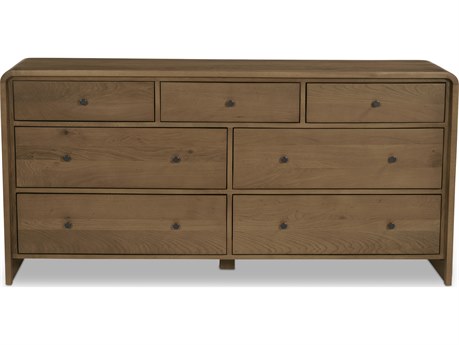 Moe's Home Riley 7-Drawers Brown Oak Wood Double Dresser