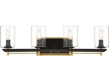 Metropolitan Sable Point 4-Light Sand Coal Honey Gold Black Glass Vanity Light
