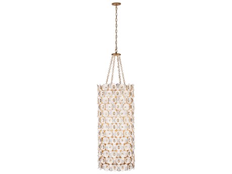 Metropolitan Niu 12-Light Coconut Shell Gold White Cylinder Pendant