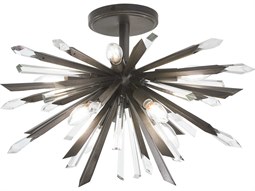 Meyda Kitzi 1-Light Brass Tint White Cylinder Semi Flush