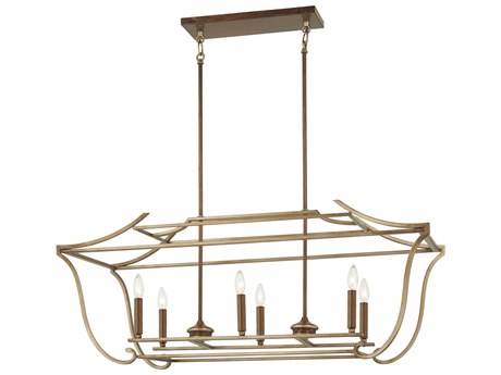 Metropolitan Magnolia Manor 6-Light Pale Gold Distressed Bronze Island Pendant