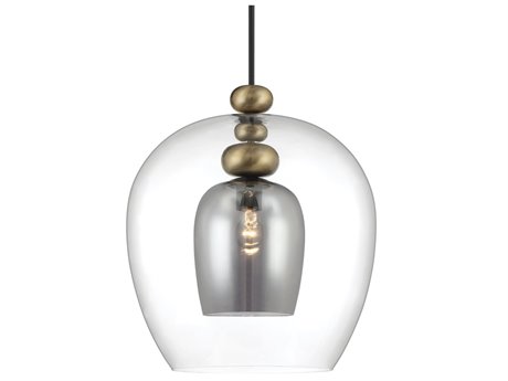 Metropolitan Amesbury 1-Light Coal Oxidized Aged Brass Black Glass Pendant