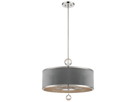 Metropolitan Luxour 5-Light Polished Nickel Glass Drum Pendant