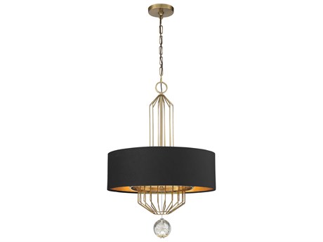 Metropolitan Grandeur 6-Light Aged Antique Brass Crystal Drum Pendant