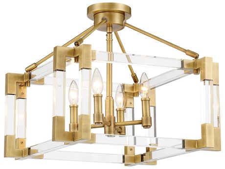 Metropolitan Prima Vista 4-Light Aged Antique Brass Semi Flush Mount