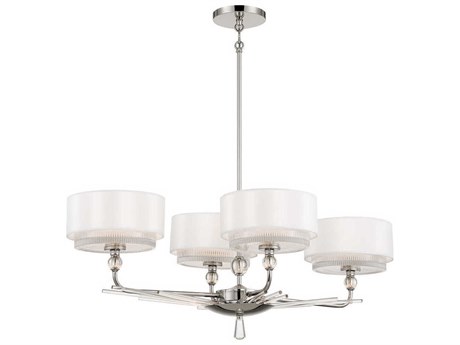 Metropolitan Sutton 4-Light Polished Nickel Glass Drum Island Pendant