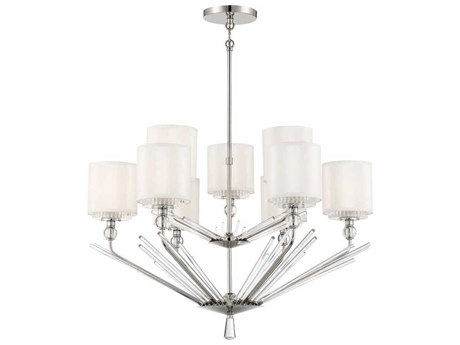 Metropolitan Sutton 9-Light Polished Nickel Glass Chandelier
