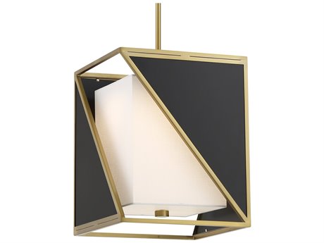 Metropolitan Aspect 1-Light Coal Soft Brass Black Glass LED Geometric Mini Pendant