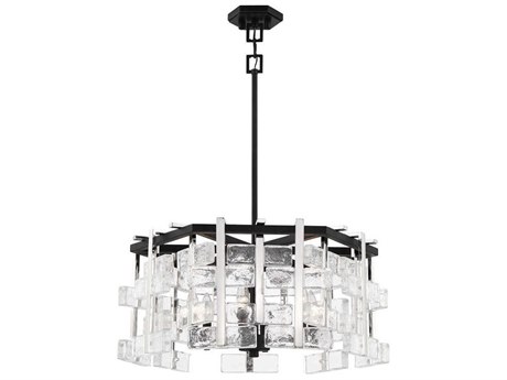Metropolitan Painesdale 6-Light Sand Coal Polished Nickel Black Glass Candelabra Chandelier