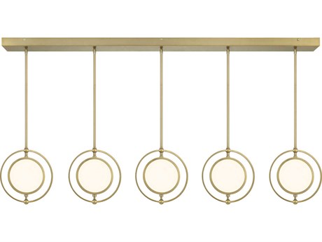 Metropolitan Spectr 5-Light Soft Brass Glass LED Linear Round Island Pendant
