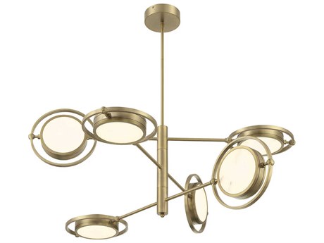 Metropolitan Spectr 6-Light Soft Brass Glass LED Linear Round Chandelier