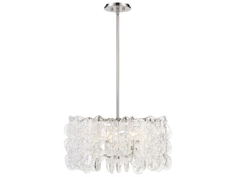 Metropolitan Taffinoe 5-Light Polished Nickel Glass Drum Pendant