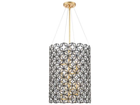 Metropolitan Brookcrest 8-Light Sand Coal Gold Leaf Black Crystal Glass Candelabra Cylinder Geometric Chandelier