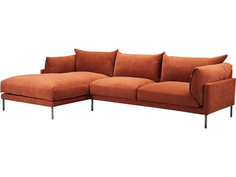 Moe's Home Jamara 112 Wide Orange Upholstered Sectional Sofa with LAF Chaise