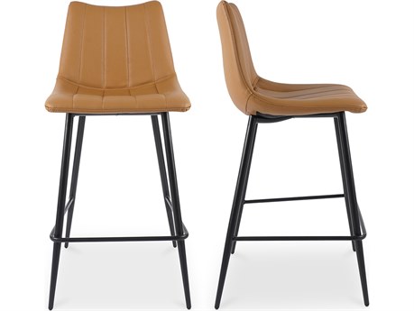 Moe's Home Alibi Leather Tan Counter Stool - Set of Two
