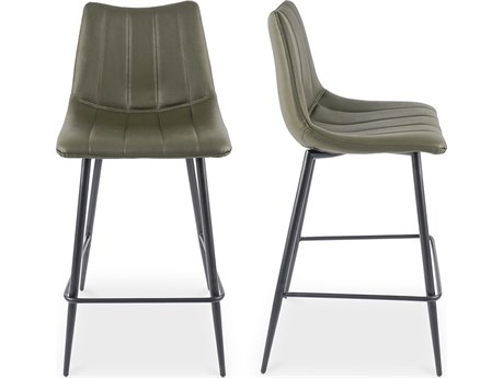 Moe's Home Alibi Leather Dark Grey Counter Stool - Set of Two