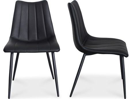Moe's Home Alibi Ply Wood Black Faux Leather Side Dining Chair - Set of Two