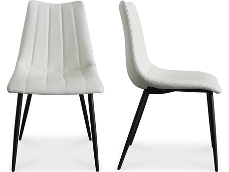 Moe's Home Alibi Ply Wood White Faux Leather Side Dining Chair - Set of Two