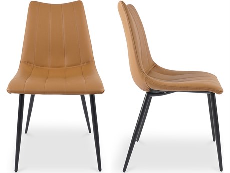 Moe's Home Alibi Leather Brown Upholstered Side Dining Chair - Set of Two