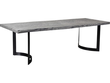 Moe's Home Bent Rectangular Wood Sandblasted Distressed Grey Black Matte Dining Table