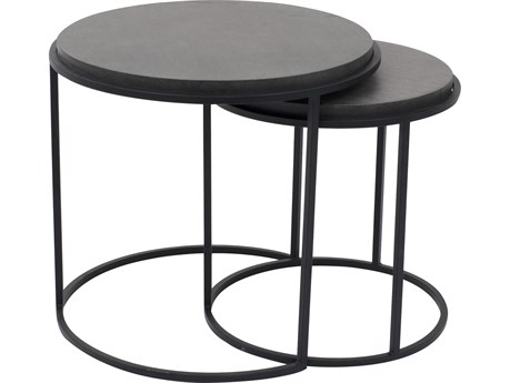 Moe's Home Round Stone Black End Table - Set of Two
