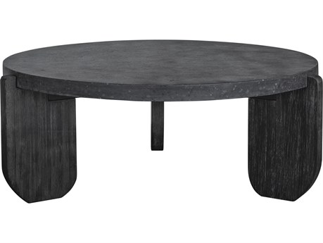 Moe's Home Wunder Round Concrete Black Coffee Table