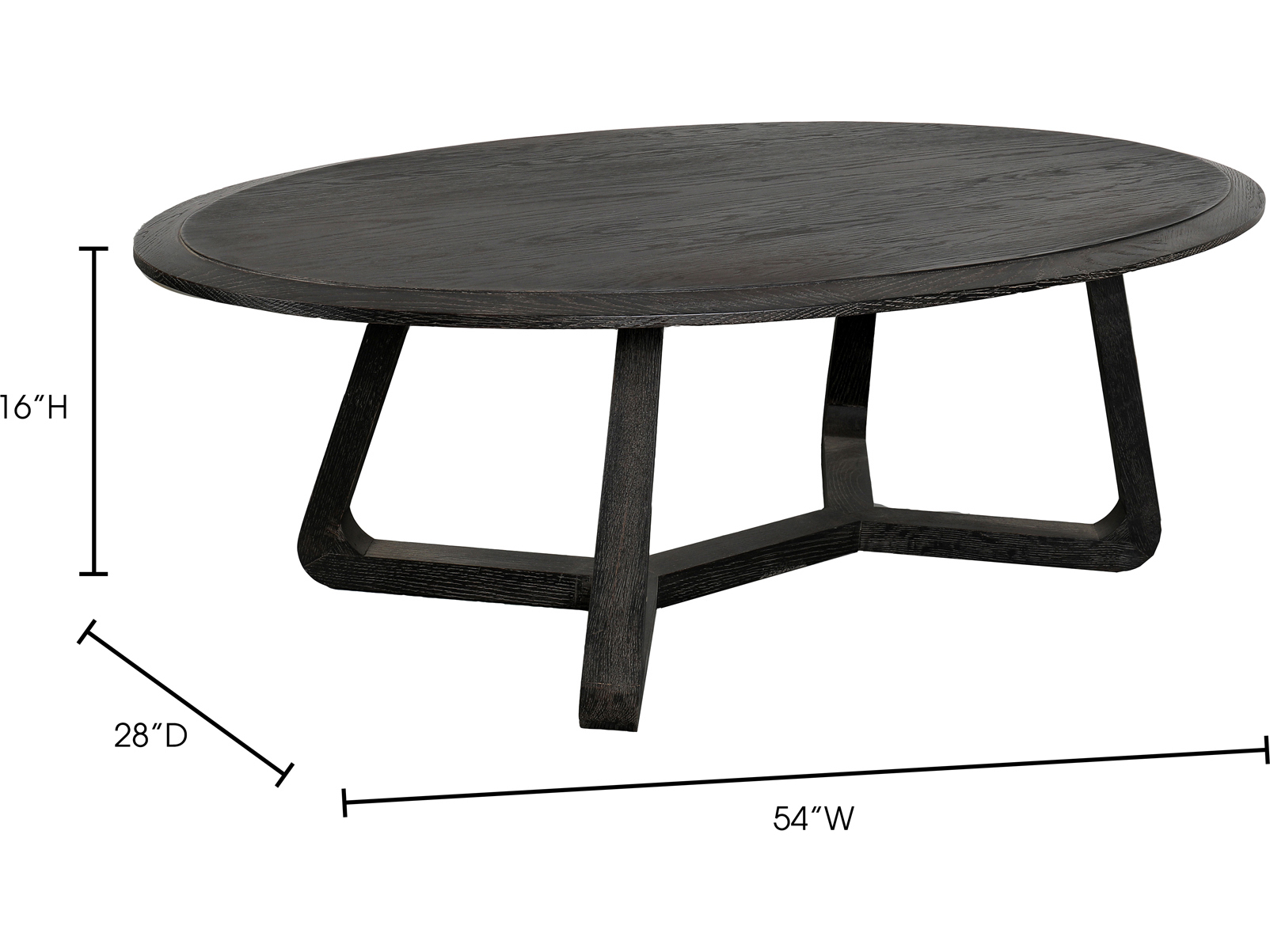 Moe's Home Collection Nathan Black 54'' Wide Oval Coffee Table MEVL104402