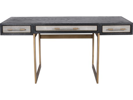 Moe's Home Black Brass Gold Oak Wood Secretary Desk