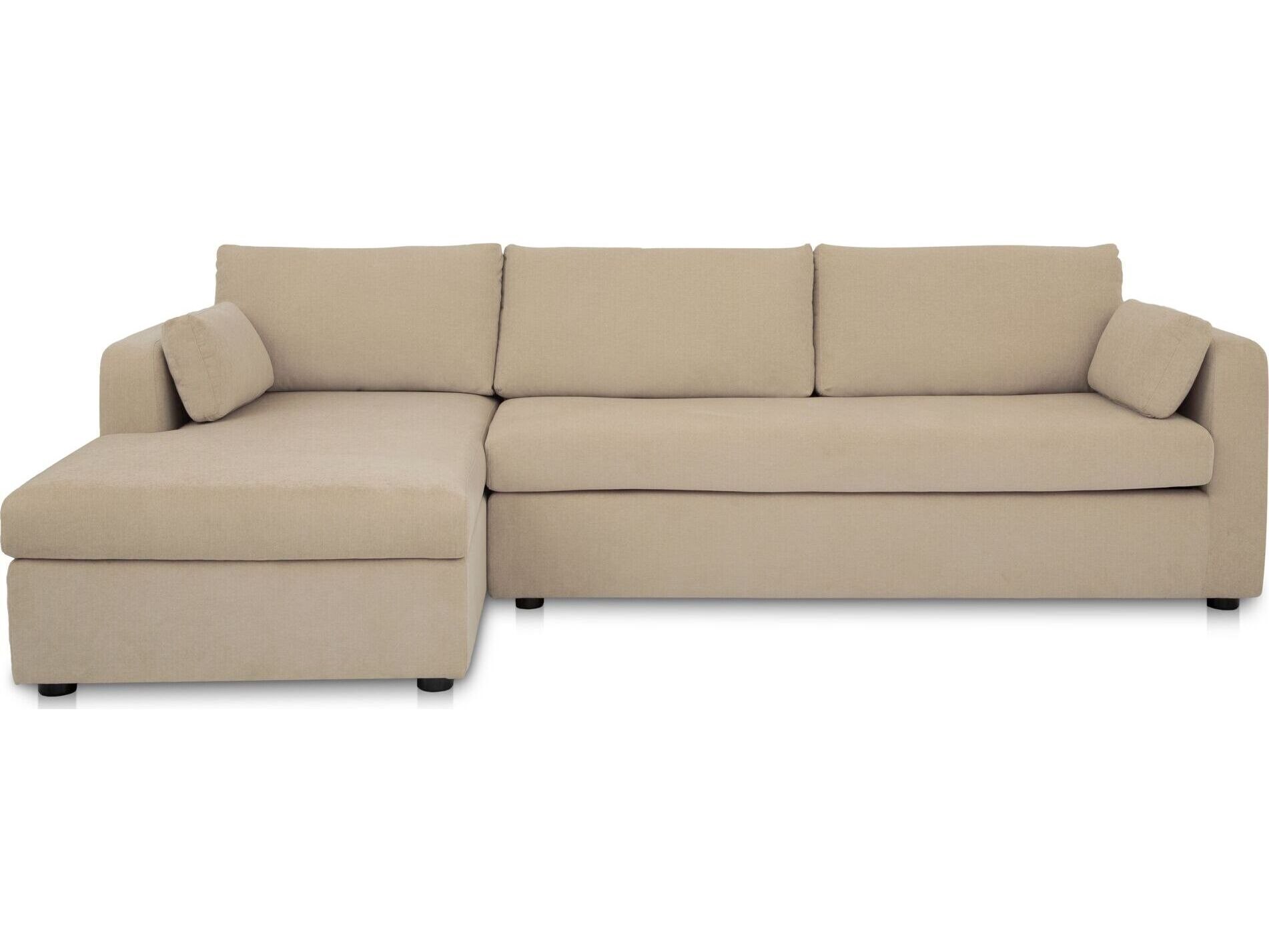 Moe's Home Collection VV-1007-34-L-0 Burrow VV Sand Sleeper Sectional With Storage Chaise in Left, Beige, Left