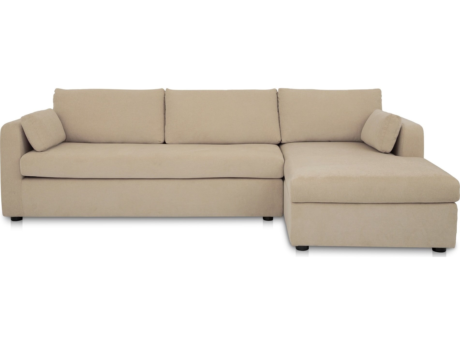 Moe's Home Collection VV-1007-34-R-0 Burrow VV Sand Sleeper Sectional With Storage Chaise in Right, Beige, Right