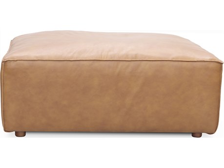Moe's Home Form Tan Brown Leather Ottoman
