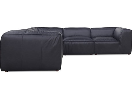 Moe's Home Form Black Leather Sectional Sofa