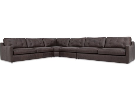 Moe's Home Thurlow Brown Leather Sectional Sofa