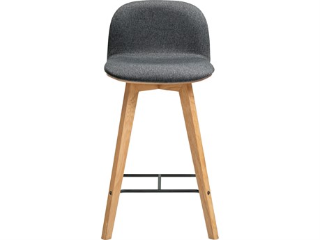 Moe's Home Upholstered Oak Wood White Oil Black Metal Elephant Grey Counter Stool