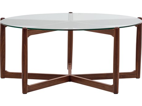 Moe's Home Hetta Round Glass Walnut Coffee Table