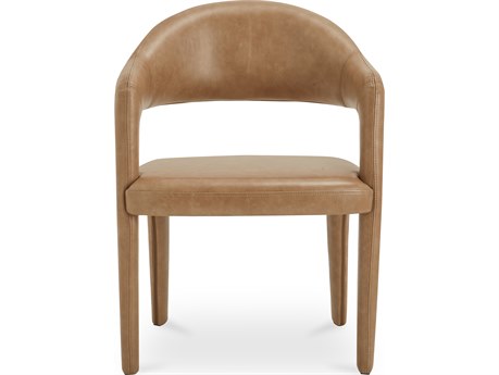 Moe's Home Martens Plywood Brown Leather Arm Dining Chair