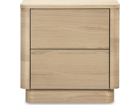 Moe's Home Round Off 2-Drawers Beige Oak Wood Nightstand