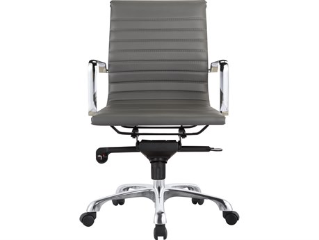 Moe's Home Omega Gray Faux Leather Adjustable Swivel Computer Office Chair