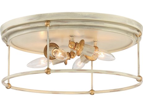 Minka Lavery Westchester County 4-Light Farm House White Gilded Gold Leaf Off Flush Mount