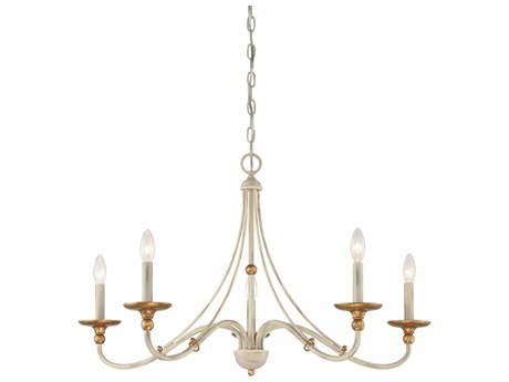 Minka Lavery Westchester County 5-Light Farm House White Gilded Gold Leaf Off Candelabra Chandelier
