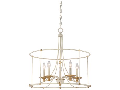 Minka Lavery Westchester County 5-Light Farm House White Gilded Gold Leaf Off Candelabra Chandelier