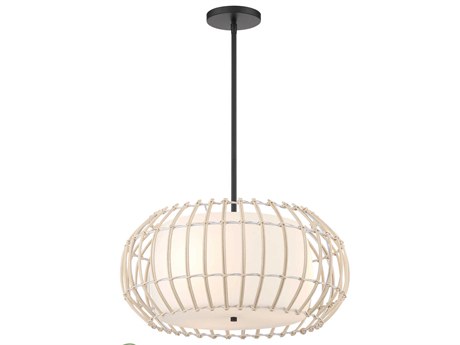 Minka Lavery Watermill 3-Light Coal Black Glass Drum Pendant