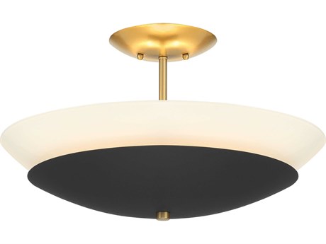 Minka Lavery Bax 3-Light Sand Coal Soft Brass Bowl Semi Flush Mount