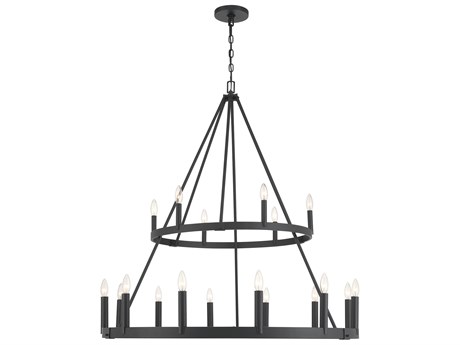 Minka Lavery Dutton 18-Light Coal Black Candelabra Tiered Chandelier